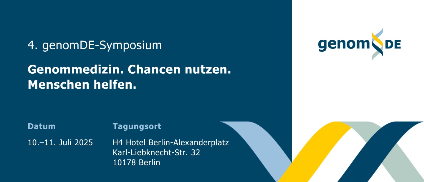 Das Banner zum 4. genomDE-Symposium 2025, das vom 10. bis 11. Juli in Berlin stattfindet.