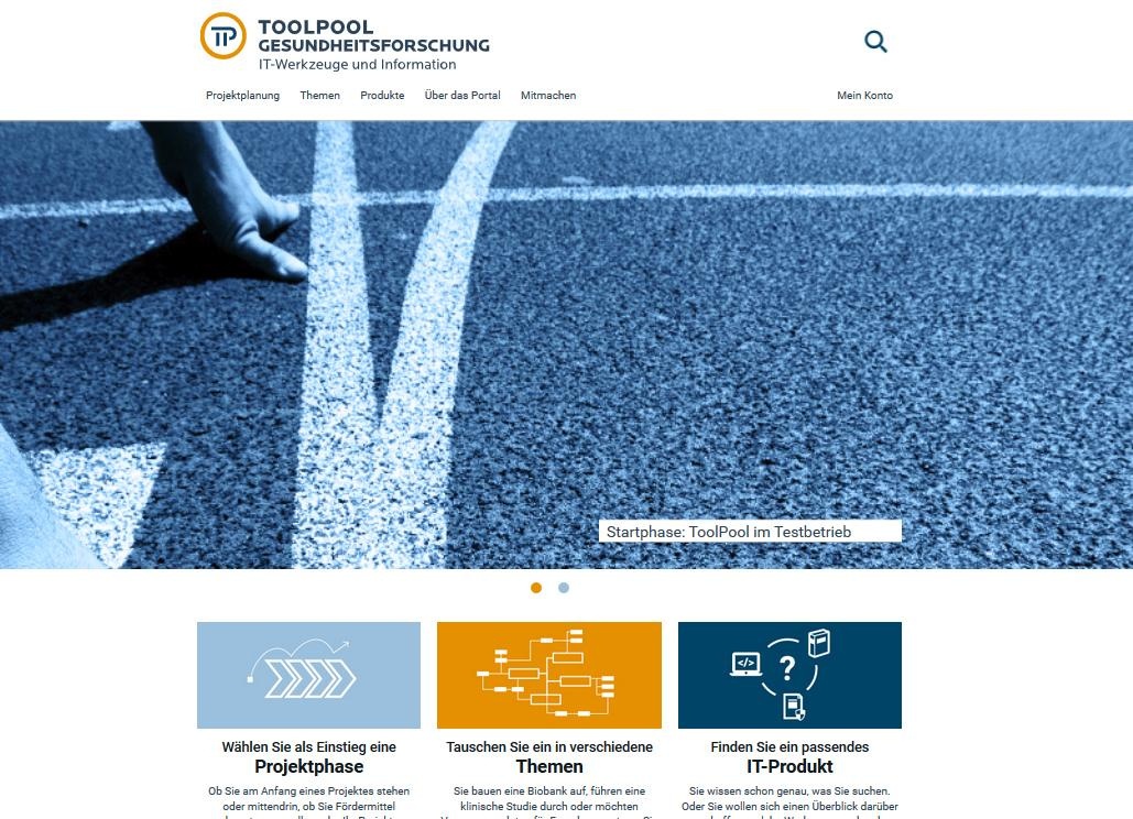 Screenshot Website ToolPool Gesundheitsforschung 2016