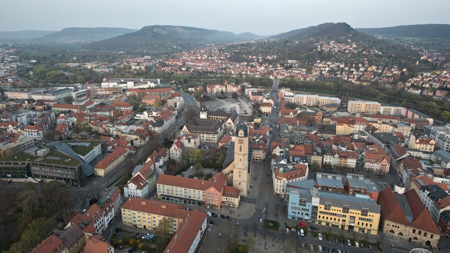 Vogelperspektive Jena Aussicht Scala Turm TMF Jahreskongress 2014